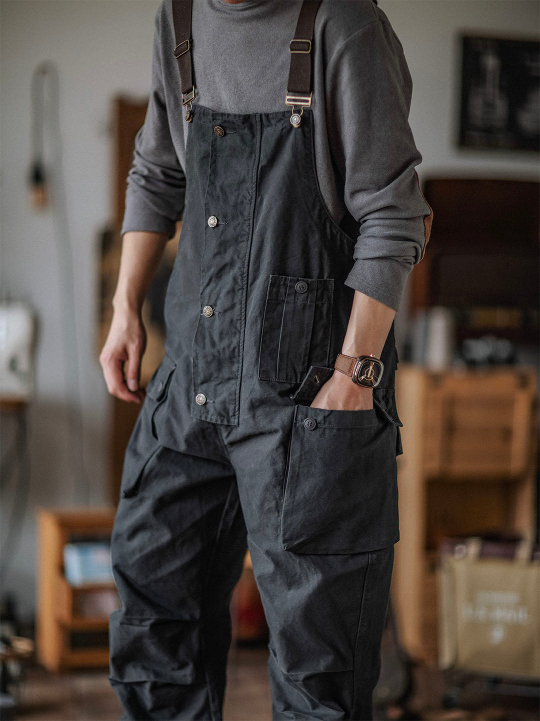 Benny Herren Latzhose | Robuste Canvas Arbeitskleidung, Schmaler Schnitt, Praktisch — Image 5