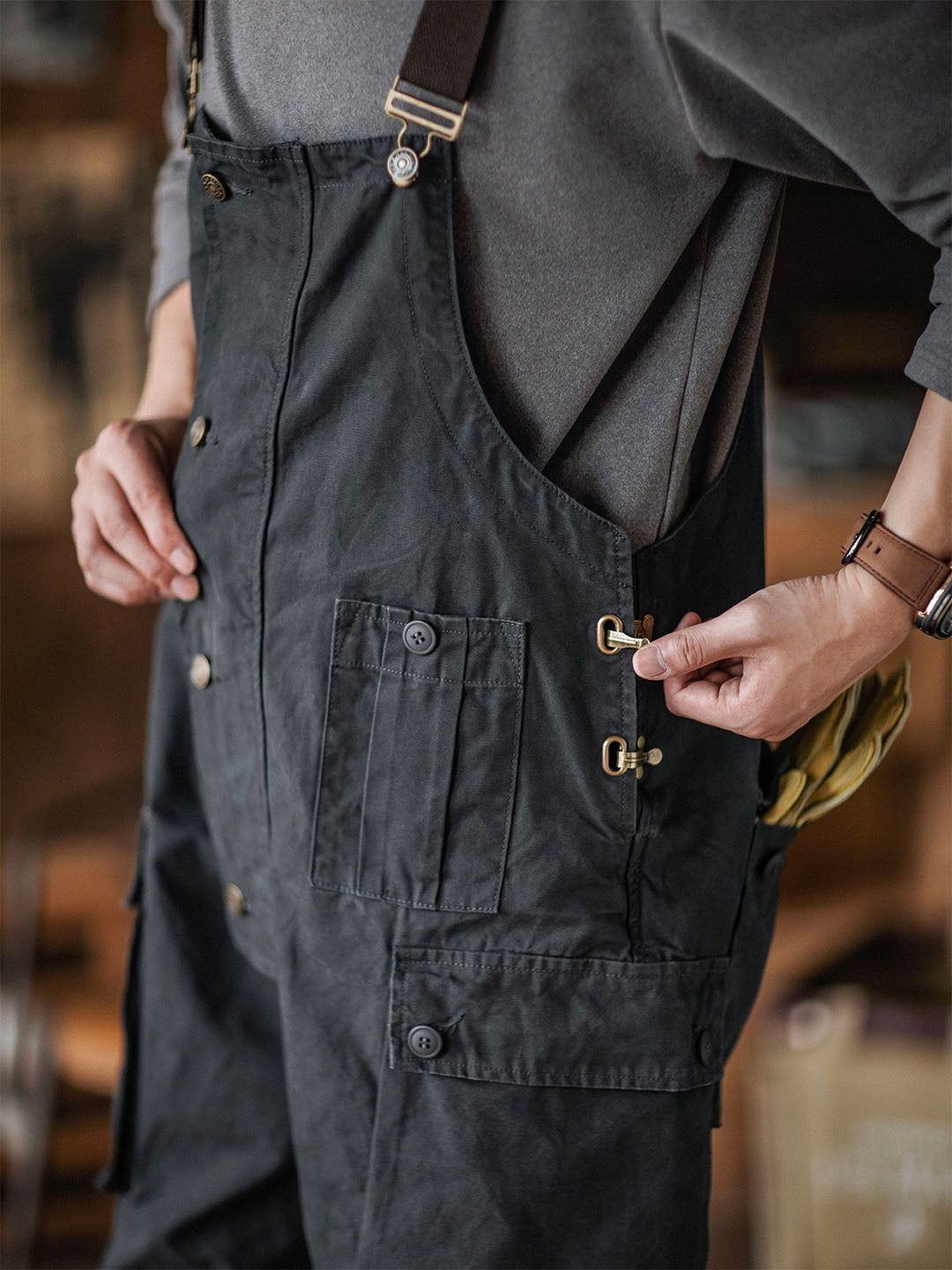 Benny Herren Latzhose | Robuste Canvas Arbeitskleidung, Schmaler Schnitt, Praktisch — Image 9