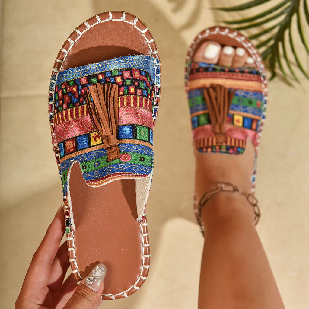Boho Sandals Damen Bunte Riemen — Main Image
