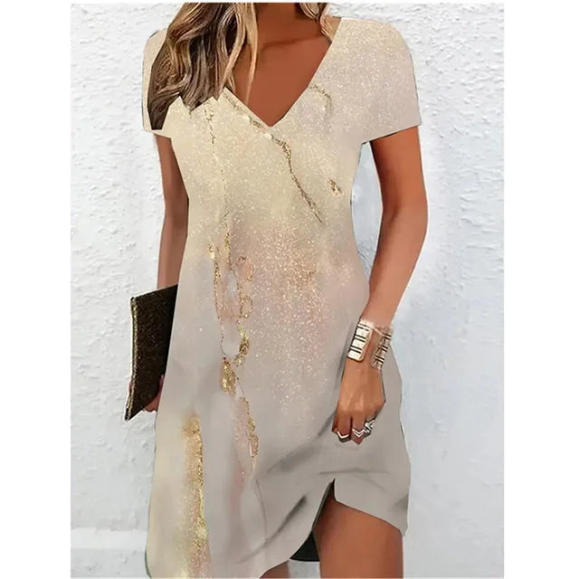 Damen Sommerkleid V-Ausschnitt Mehrfarbig — Main Image