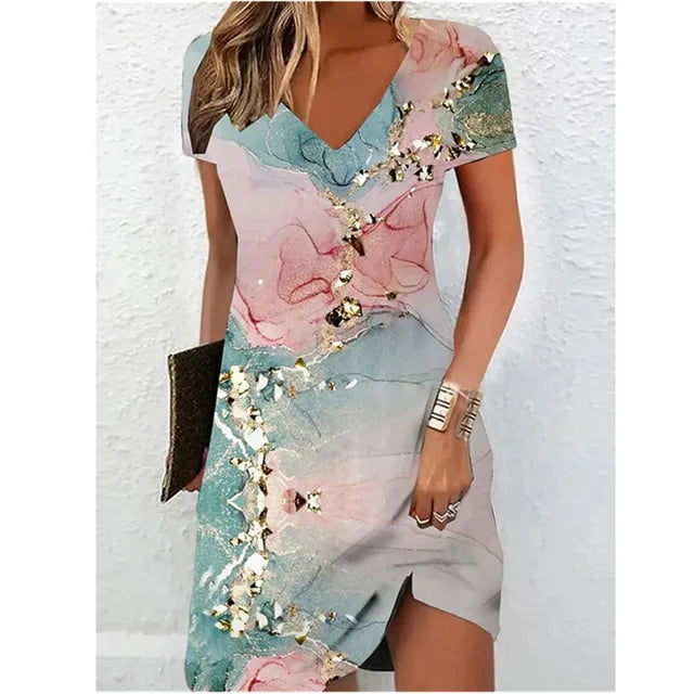 Damen Sommerkleid V-Ausschnitt Mehrfarbig — Image 3