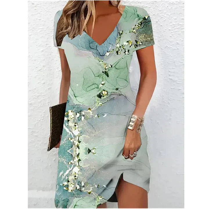 Damen Sommerkleid V-Ausschnitt Mehrfarbig — Image 4