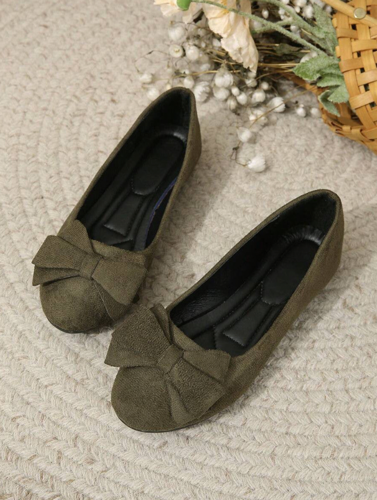 Elegante Damen Ballerinas mit Schleife in Khaki — Image 4