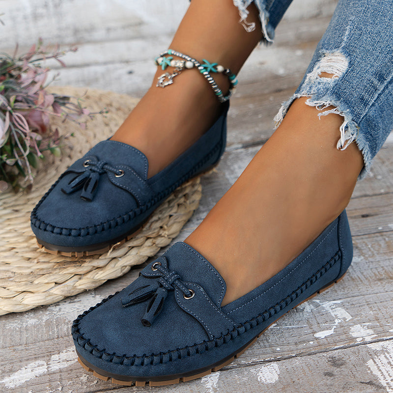 Elegante Damen Mokassins aus Wildleder in Blau — Main Image