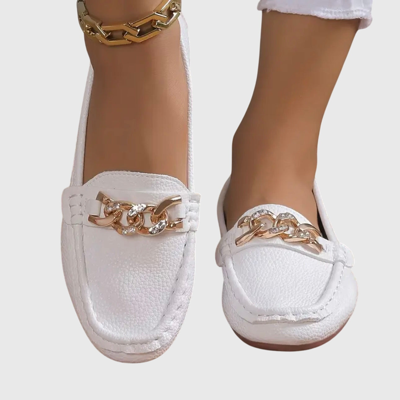Elegante Damen Mokassins in Schwarz, Weiß und Beige — Image 10