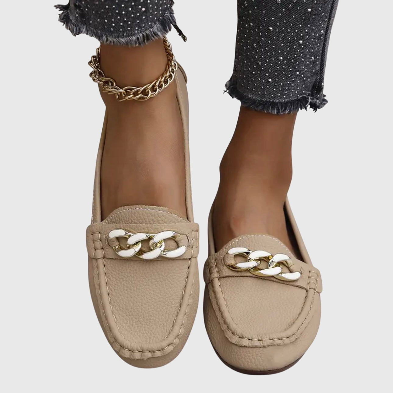 Elegante Damen Mokassins in Schwarz, Weiß und Beige — Image 5