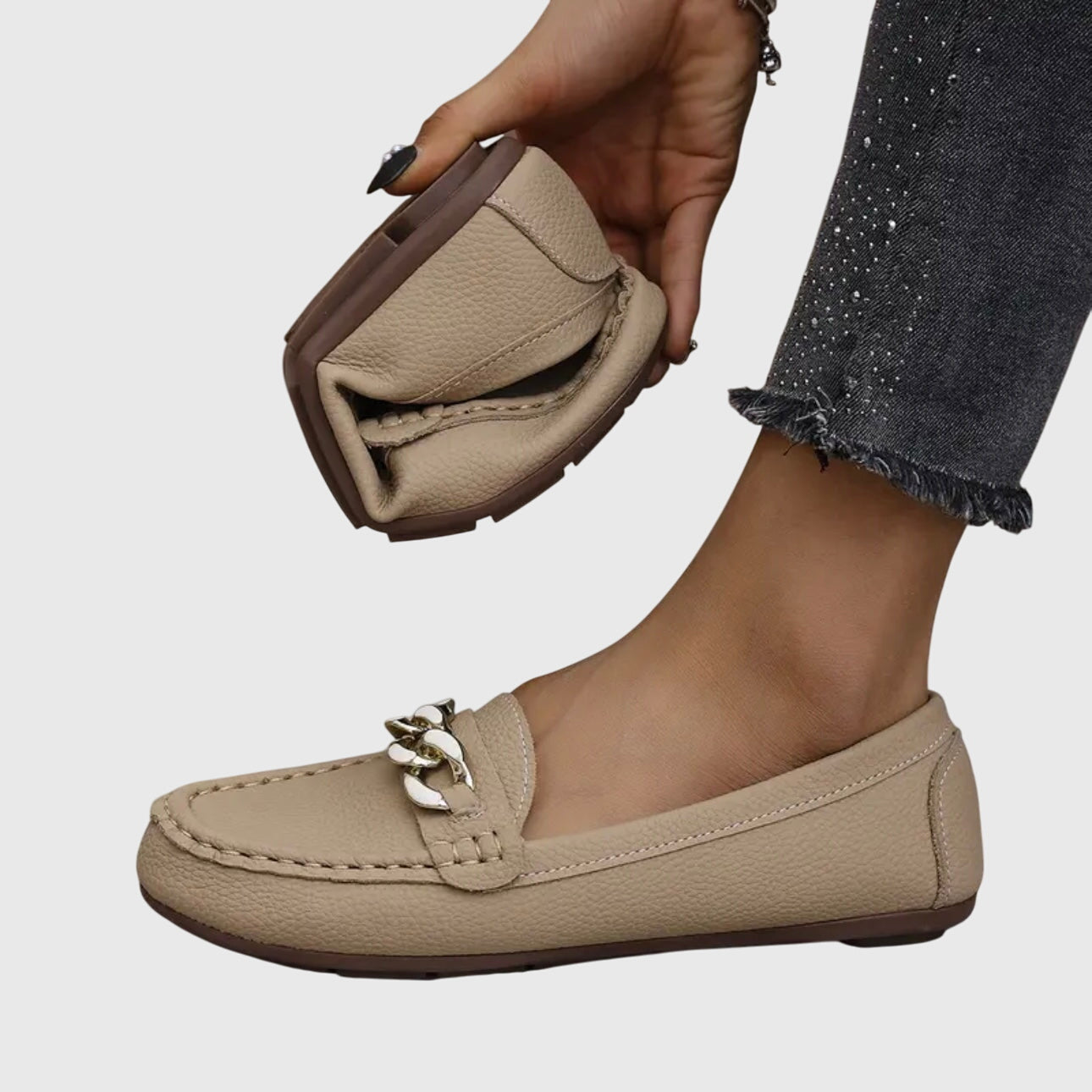 Elegante Damen Mokassins in Schwarz, Weiß und Beige — Image 7