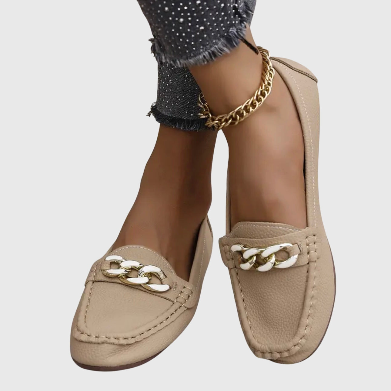 Elegante Damen Mokassins in Schwarz, Weiß und Beige — Image 8