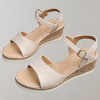 Elegante Damen Sandalen mit Keilabsatz in Schwarz und Beige — Image 5