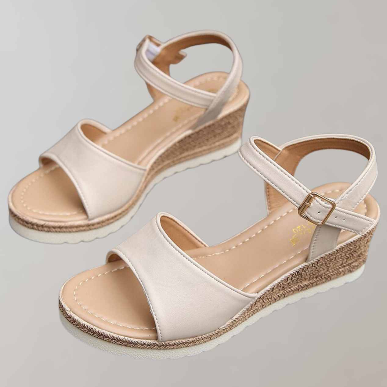 Elegante Damen Sandalen mit Keilabsatz in Schwarz und Beige — Image 5