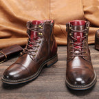 Elegante Jesolice Herren Braune Leder Stiefeletten mit Roten Akzenten und Robuster Sohle — Image 10