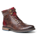 Elegante Jesolice Herren Braune Leder Stiefeletten mit Roten Akzenten und Robuster Sohle — Image 4