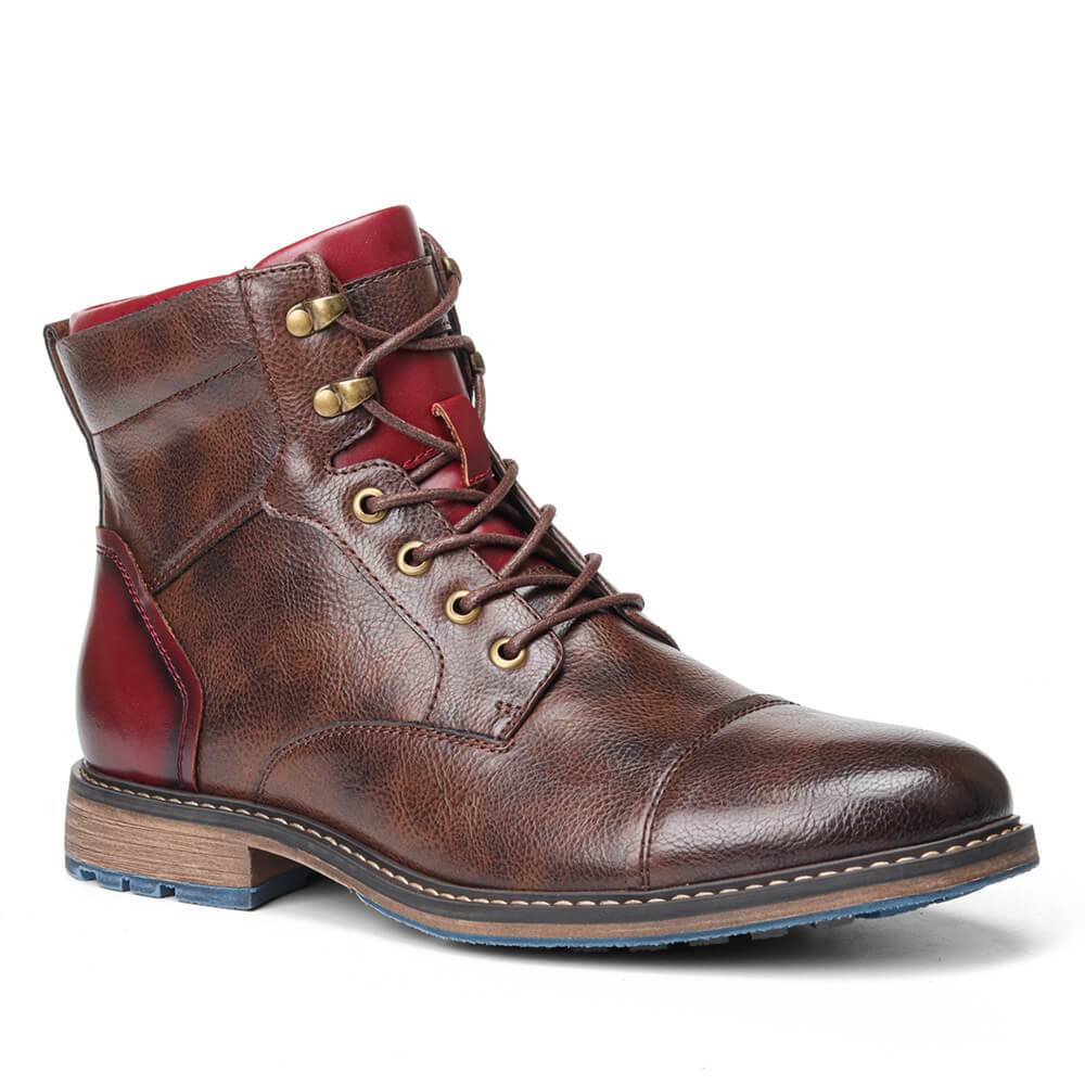Elegante Jesolice Herren Braune Leder Stiefeletten mit Roten Akzenten und Robuster Sohle — Image 4