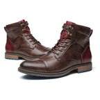 Elegante Jesolice Herren Braune Leder Stiefeletten mit Roten Akzenten und Robuster Sohle — Image 8