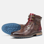 Elegante Jesolice Herren Braune Leder Stiefeletten mit Roten Akzenten und Robuster Sohle — Image 9