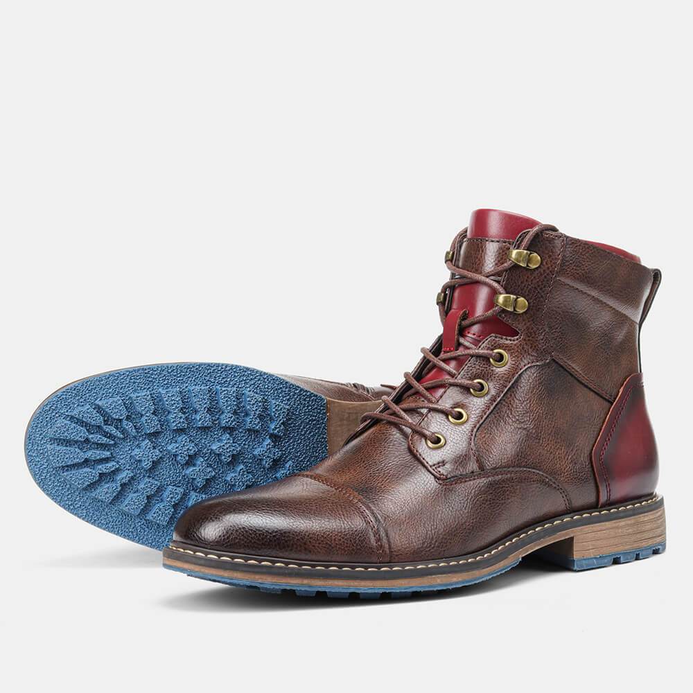 Elegante Jesolice Herren Braune Leder Stiefeletten mit Roten Akzenten und Robuster Sohle — Image 9