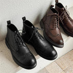 Elegante Jesolice Herren Leder Brogue Stiefeletten – Stilvolle Wingtip Schnürschuhe für Business und Freizeit — Image 3