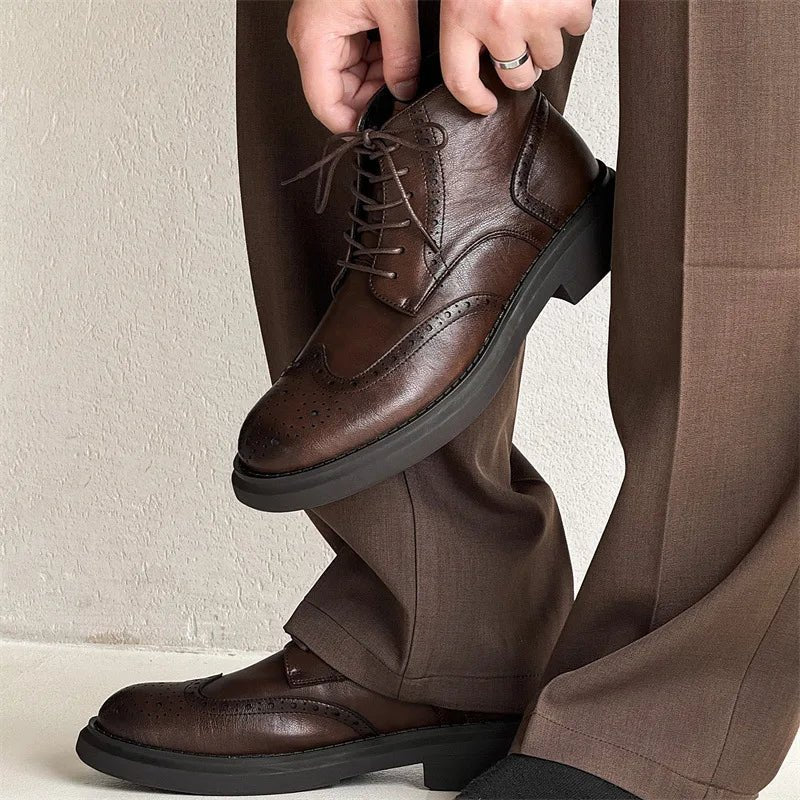Elegante Jesolice Herren Leder Brogue Stiefeletten – Stilvolle Wingtip Schnürschuhe für Business und Freizeit — Image 5