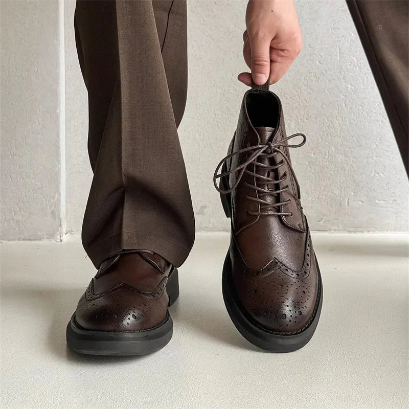 Elegante Jesolice Herren Leder Brogue Stiefeletten – Stilvolle Wingtip Schnürschuhe für Business und Freizeit — Image 6