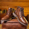 Elegante Jesolice Herren Leder Stiefeletten mit Seitenreißverschluss - Braun & Schwarz, Strapazierfähige Sohle — Image 3