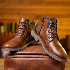 Elegante Jesolice Herren Leder Stiefeletten mit Seitenreißverschluss - Braun & Schwarz, Strapazierfähige Sohle — Image 3