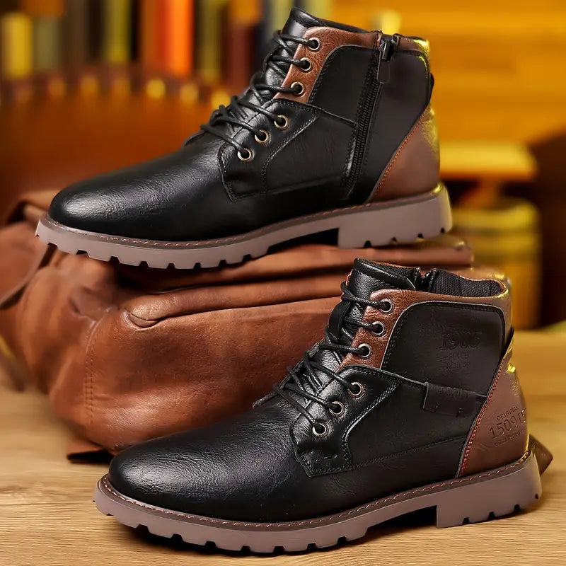 Elegante Jesolice Herren Leder Stiefeletten mit Seitenreißverschluss - Braun & Schwarz, Strapazierfähige Sohle — Image 5