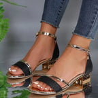 Elegance Sandalen in Schwarz, Rosa und Silber — Main Image