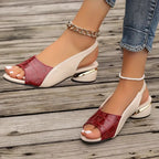Elegante Slingback Sandalen mit Krokodil-Muster in Rot — Image 5