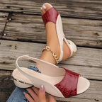 Elegante Slingback Sandalen mit Krokodil-Muster in Rot — Image 6