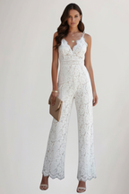 Eleganter Spitzen-Jumpsuit in Weiß — Image 2