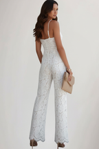 Eleganter Spitzen-Jumpsuit in Weiß — Image 3