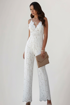 Eleganter Spitzen-Jumpsuit in Weiß — Image 5
