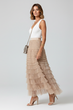 Eleganter Damen Tüllrock in Beige — Image 4