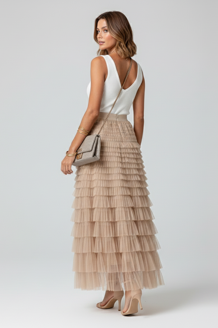 Eleganter Damen Tüllrock in Beige — Image 5