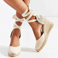 Espadrille Wedge Sandals in Beige, Rot und Marineblau — Main Image