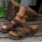 Fashion Sandals Damen Cross-Strap Sandalen in Braun, Beige, Schwarz, Schlangenleder, Creme — Main Image