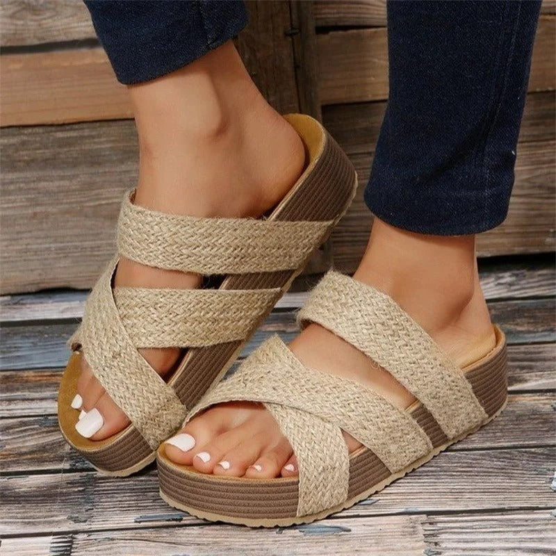 Fashion Sandals Damen Cross-Strap Sandalen in Braun, Beige, Schwarz, Schlangenleder, Creme — Image 2