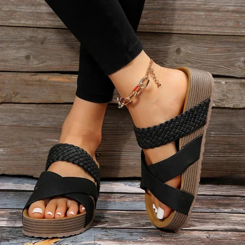 Fashion Sandals Damen Cross-Strap Sandalen in Braun, Beige, Schwarz, Schlangenleder, Creme — Image 3