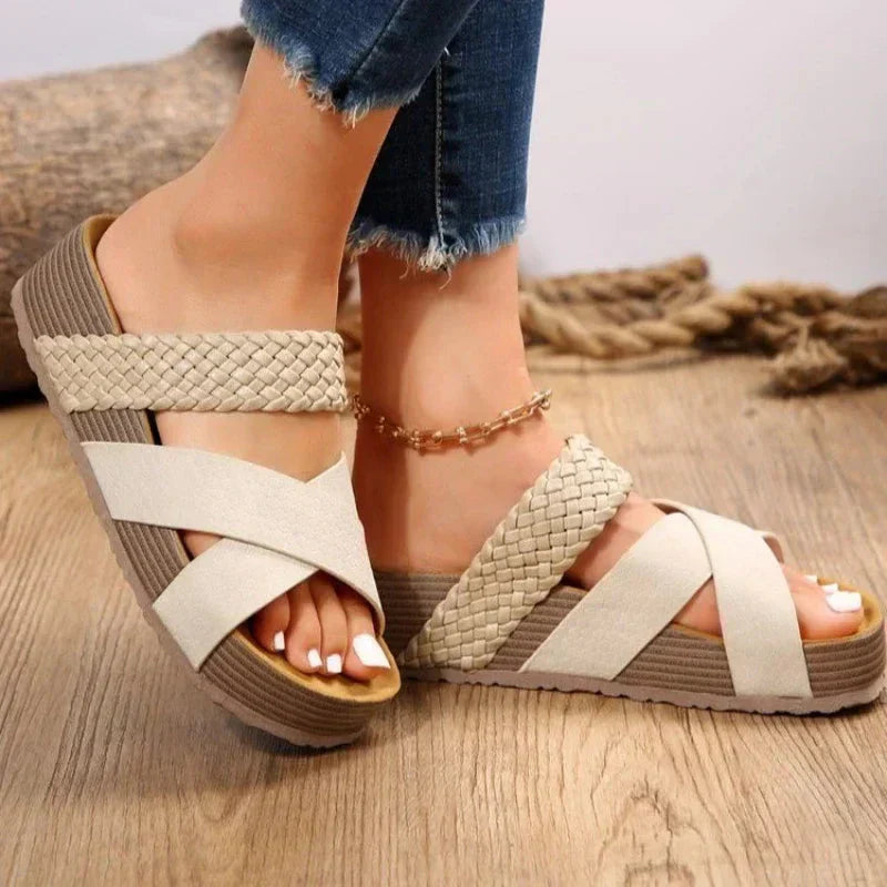 Fashion Sandals Damen Cross-Strap Sandalen in Braun, Beige, Schwarz, Schlangenleder, Creme — Image 5