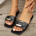 Fashion Slide Sandals in Black, White, Yellow — Main Image