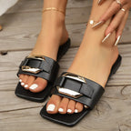 Fashion Slide Sandals in Black, White, Yellow — Main Image