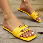 Fashion Slide Sandals in Black, White, Yellow — Image 3