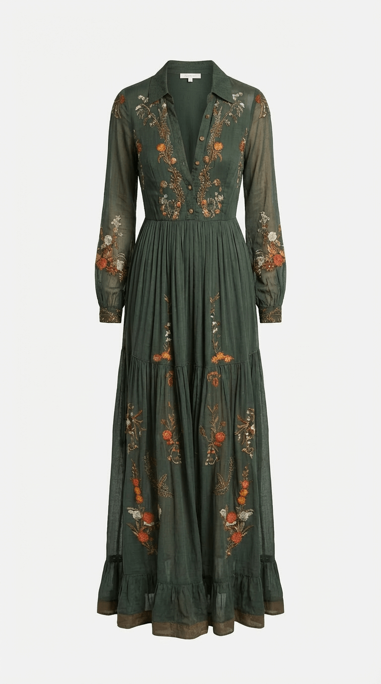 Floralia Maxikleid in Grün — Image 3