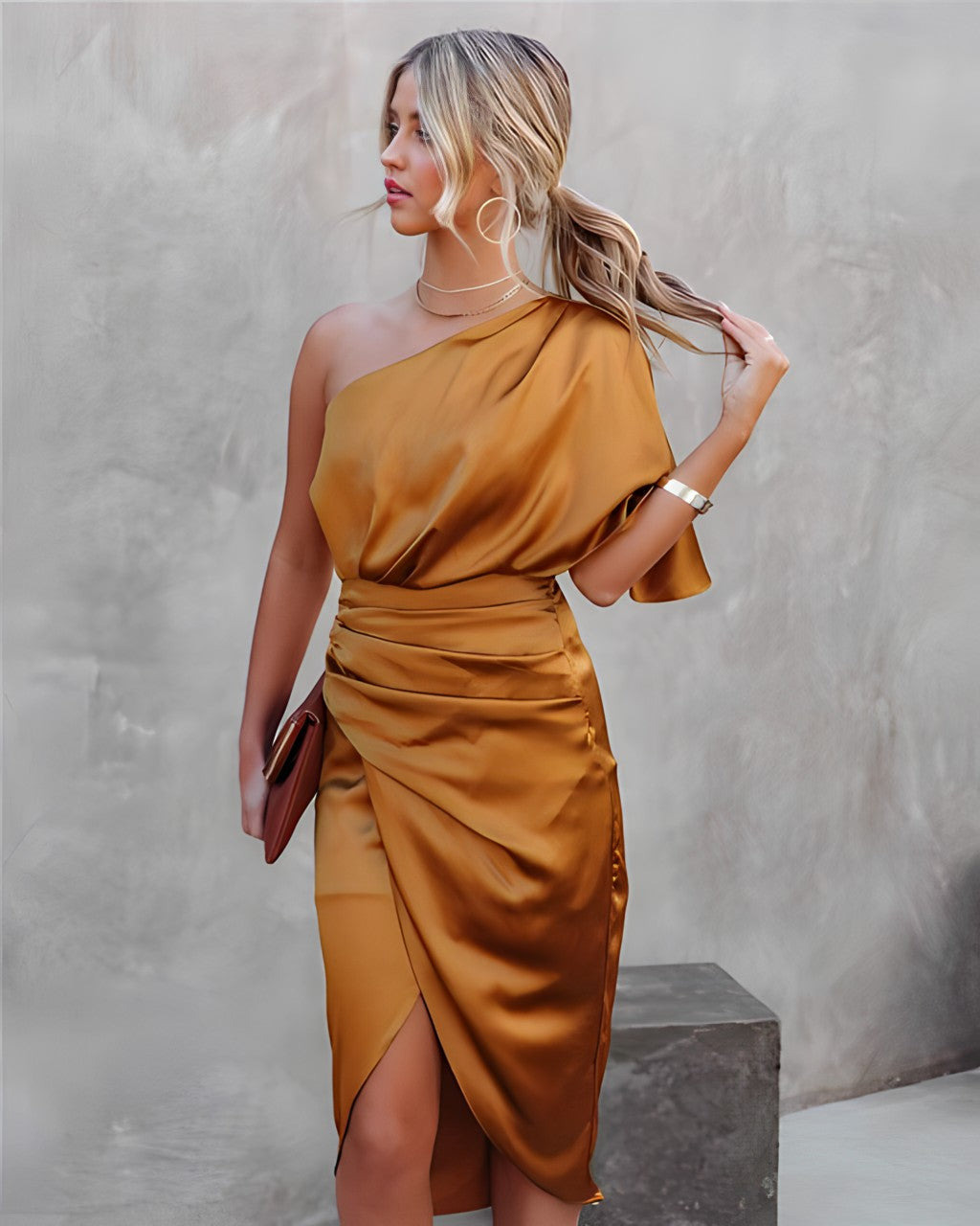 Marke One-Shoulder-Kleid Elegantes Design in verschiedenen Farben — Image 5