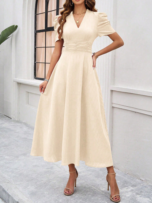 Marke Damen-Midikleid mit V-Ausschnitt und Puffärmeln — Image 3