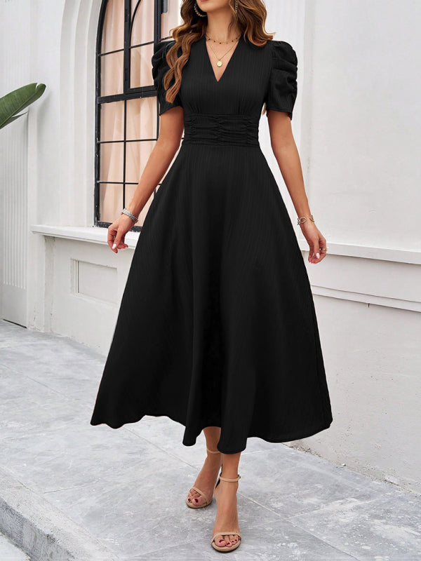 Marke Damen-Midikleid mit V-Ausschnitt und Puffärmeln — Image 8
