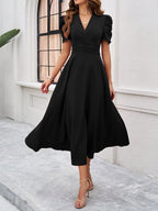 Marke Damen-Midikleid mit V-Ausschnitt und Puffärmeln — Image 33