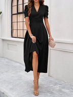 Marke Damen-Midikleid mit V-Ausschnitt und Puffärmeln — Image 32