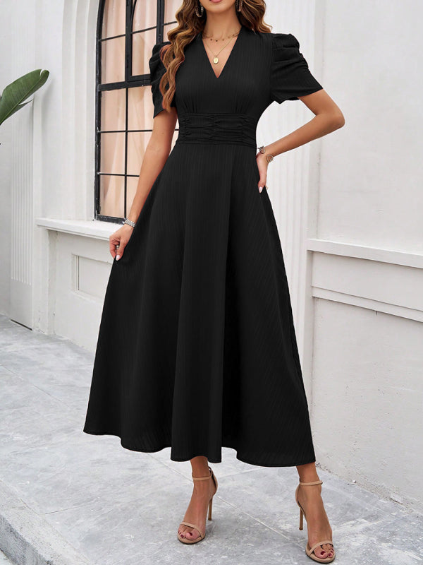 Marke Damen-Midikleid mit V-Ausschnitt und Puffärmeln — Image 34