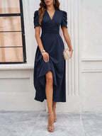 Marke Damen-Midikleid mit V-Ausschnitt und Puffärmeln — Image 26